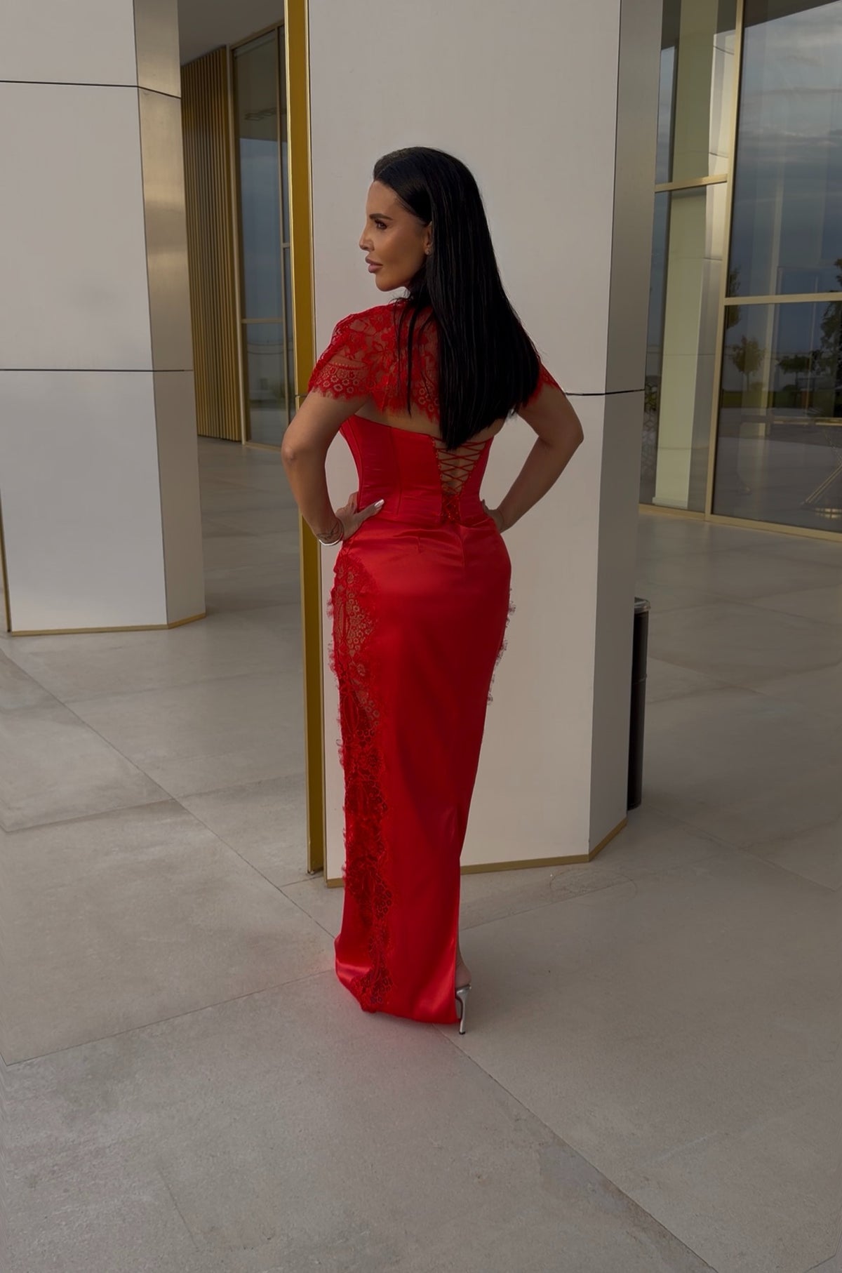 Rochie satin dantela si corset - MADAME