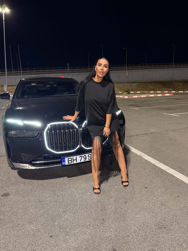 Tricou tip rochie cu franjuri