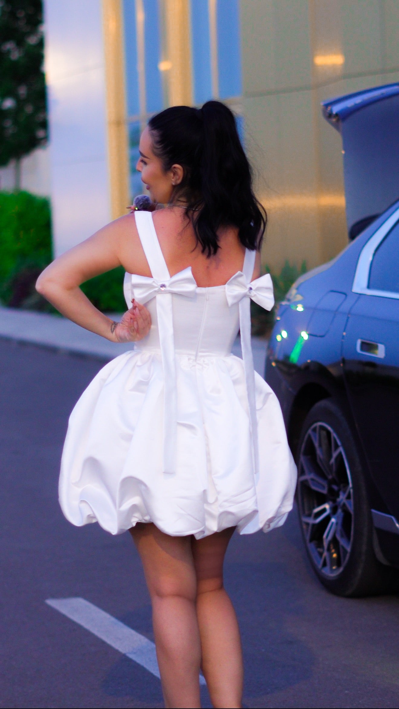 Baby Boo – Rochie mini bubble cu fundițe la spate