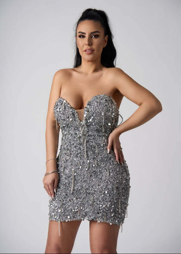 Rochie Andrada 2 în 1 cu corset, ștrasuri și paiete Imagine secundară a produsului