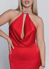 Rochie lungă mătase cu bijuterie Bling Enchant Sia House pentru femei elegante