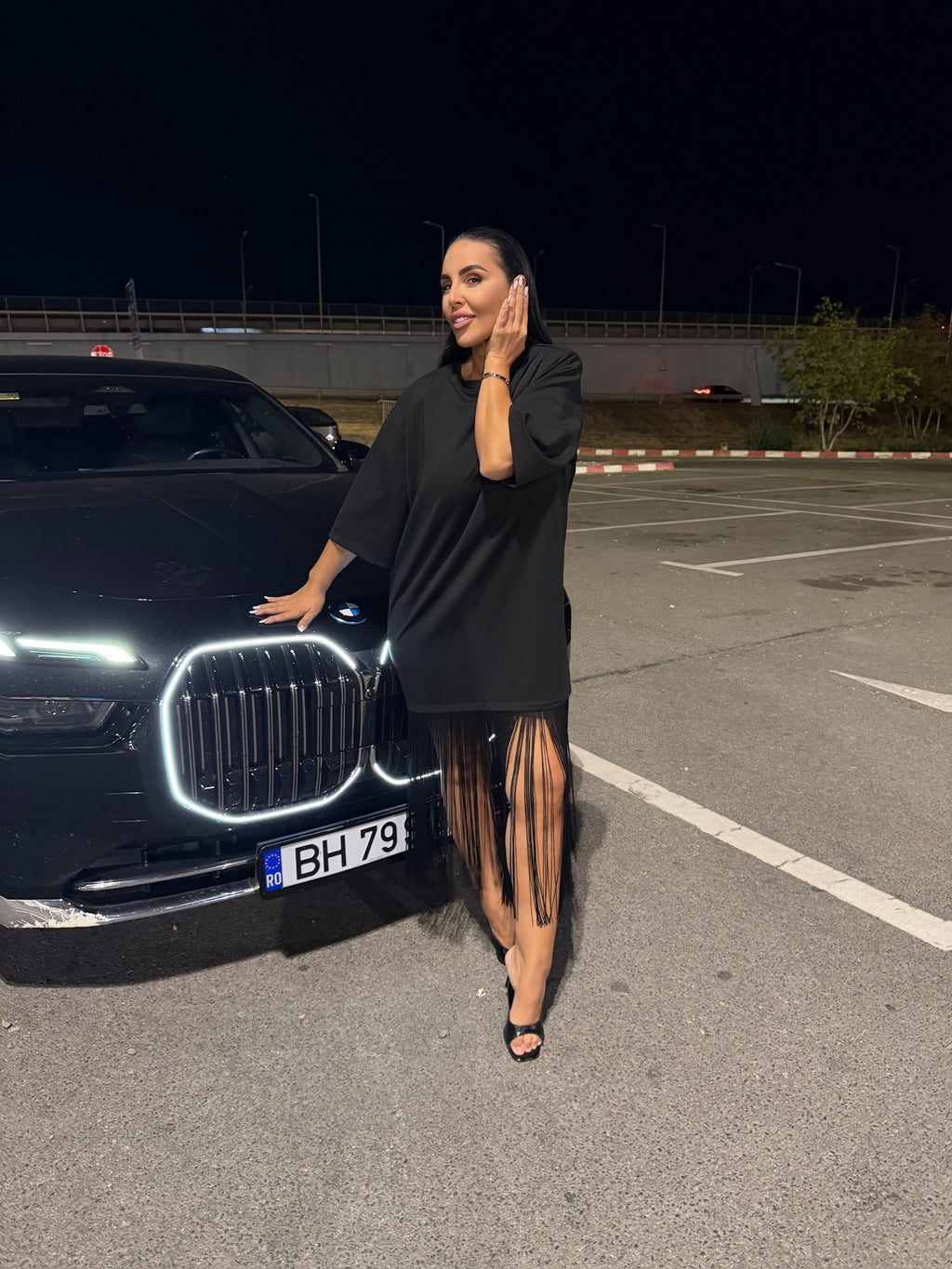 Tricou tip rochie cu franjuri
