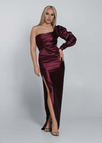 Rochie Lungă Silk Lust cu Decupaj și Mâneci Bufante - Sia House Sia House pentru femei elegante