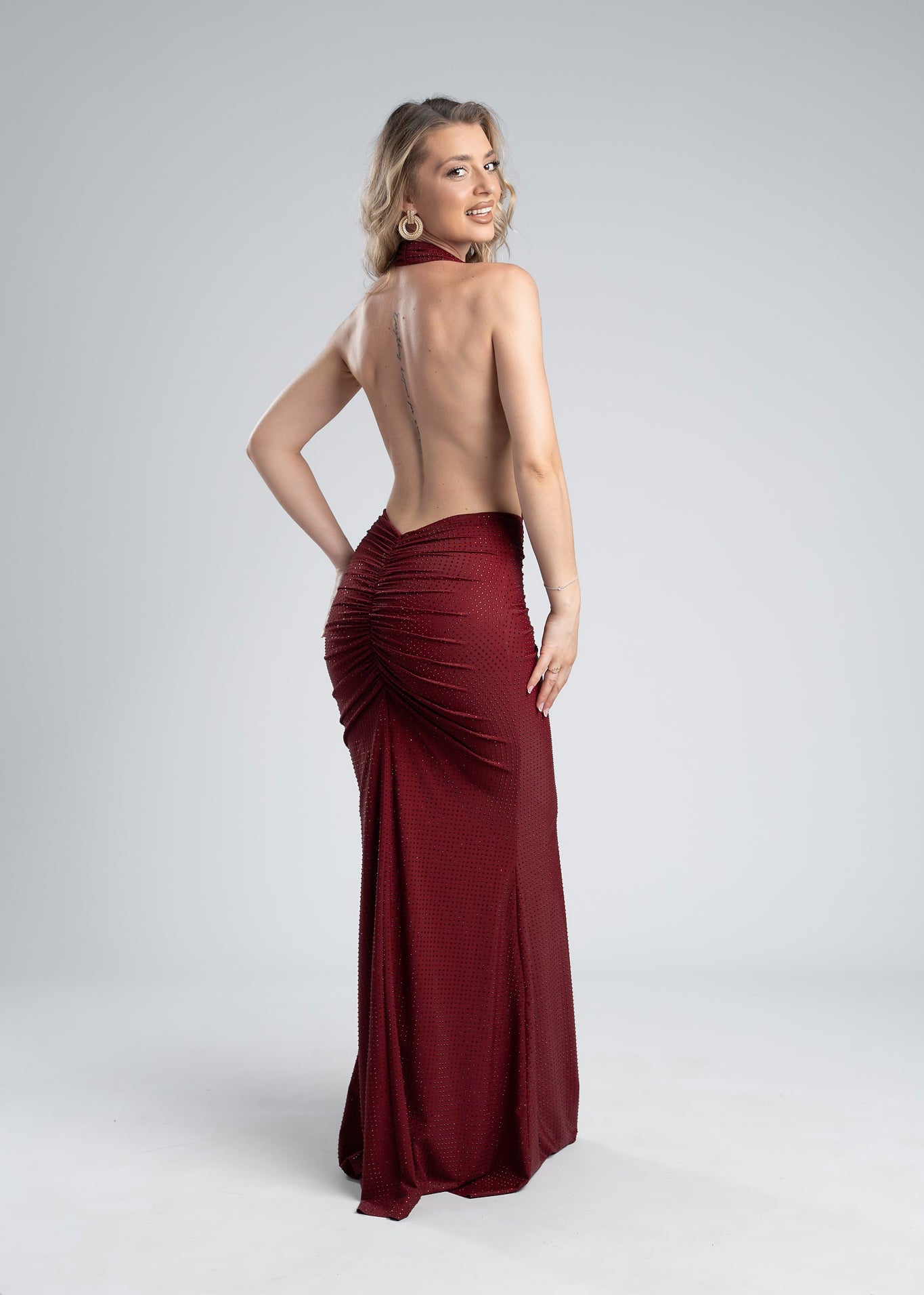 Rochie lycra cristale derapaj și decolteu V - SERENNE