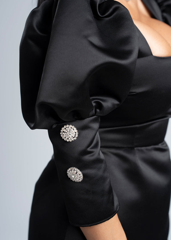 Rochie mini din tafta cu umeri supradimensionați - "ICON ENERGY" dress