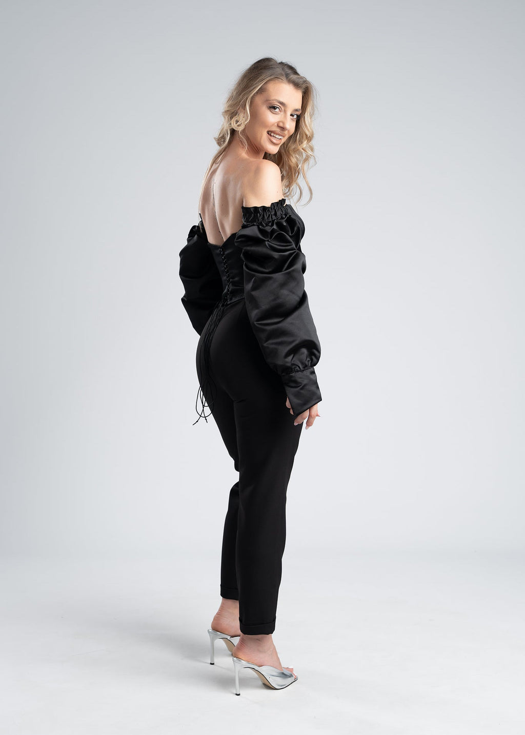 Corset tafta cu maneci - "ÉLYSEE" corset, alb sau negru