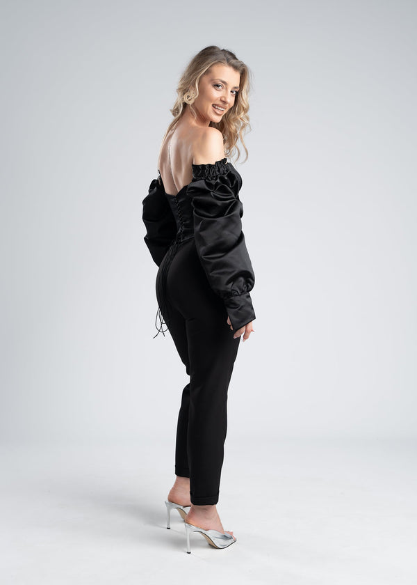 Corset tafta cu maneci - "ELYSEE" corset, alb sau negru