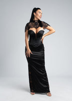 Rochie satin dantela si corset - DONNA