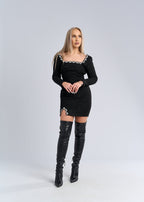 Rochie mini din țesătură tip Chanel cu detalii elegante - "PRESTIGE"