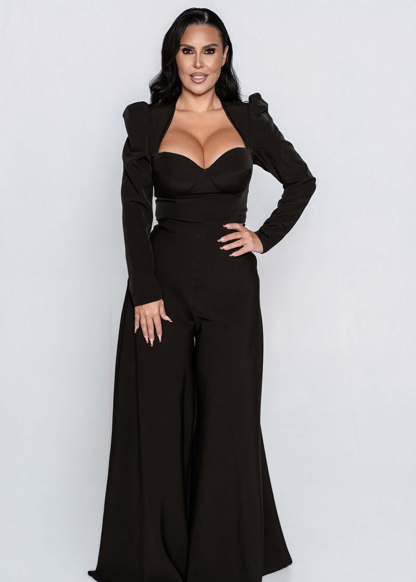 SIA Wide Pants - Talie înaltă, cu efect modelator, croială amplă, tip palazzo Imagine principală a produsului