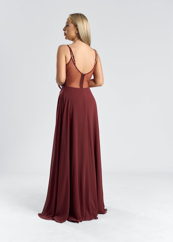 rochie din voal si dantela cu aplicatii SCARLET din spate, detaliu elegant, rochie sexy pentru ocazii speciale.