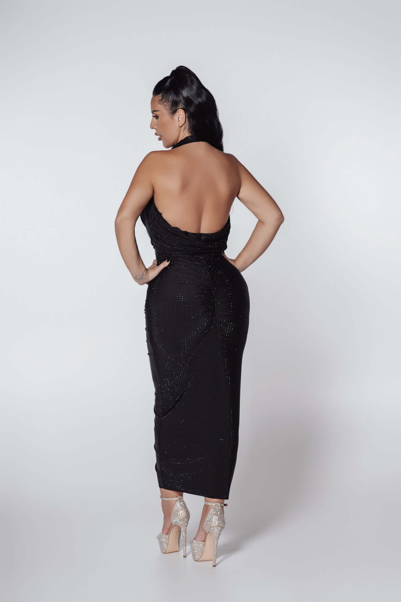 Rochie midi lycra cristale Bling Mirage