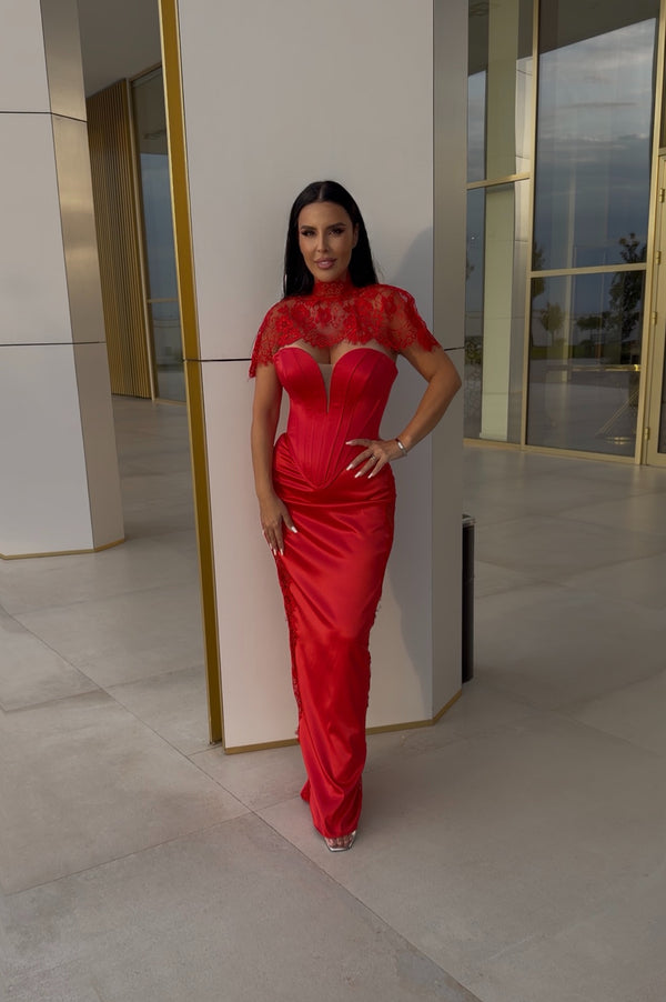 Rochie satin dantela si corset - MADAME