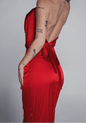 Rochie roșie din mătase cu spatele gol și fundă, elegantă și îndrăzneață, perfectă pentru o apariție memorabilă, Bling Enchant Mini