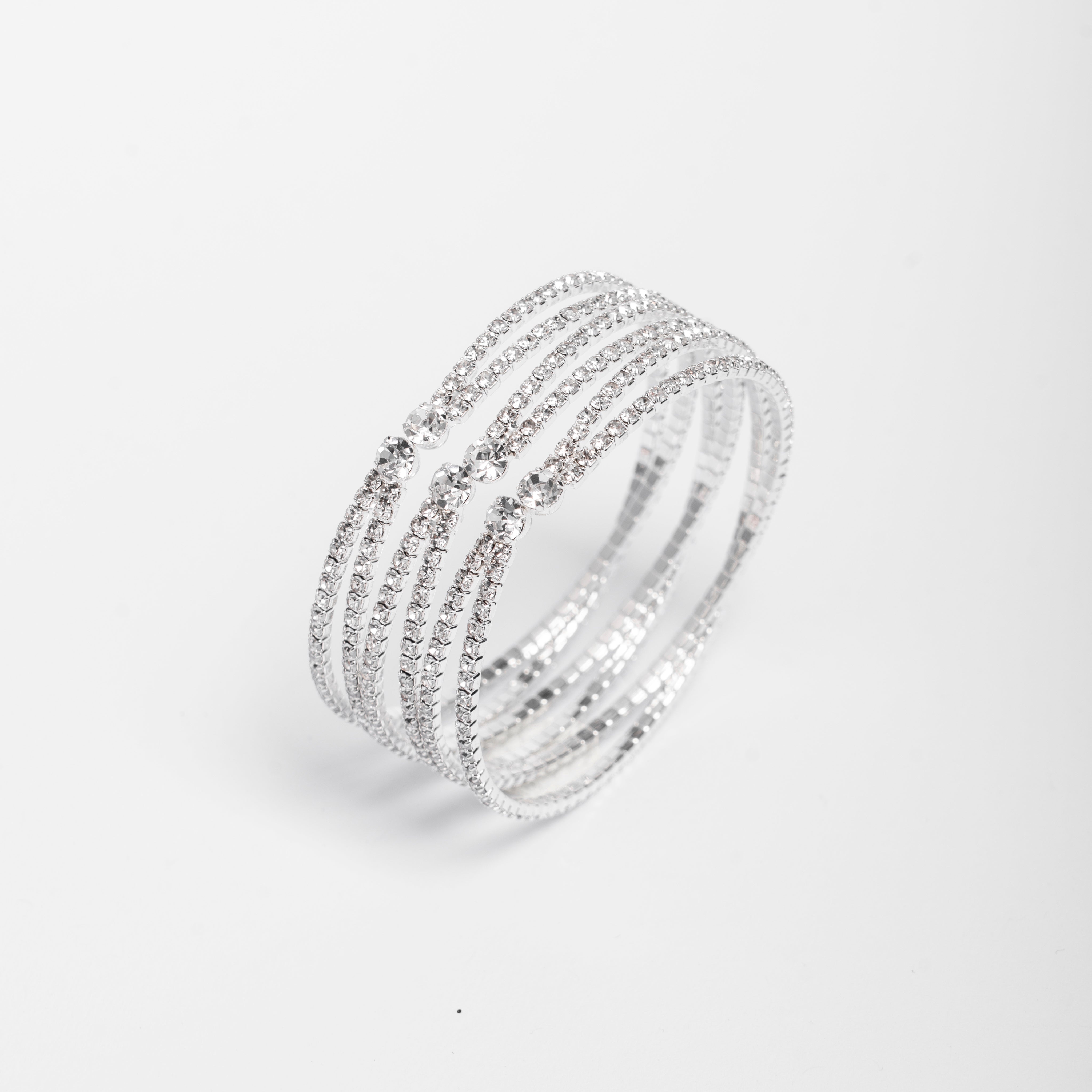 Bratara Glam Spark – Argintie, cu cristale stralucitoare