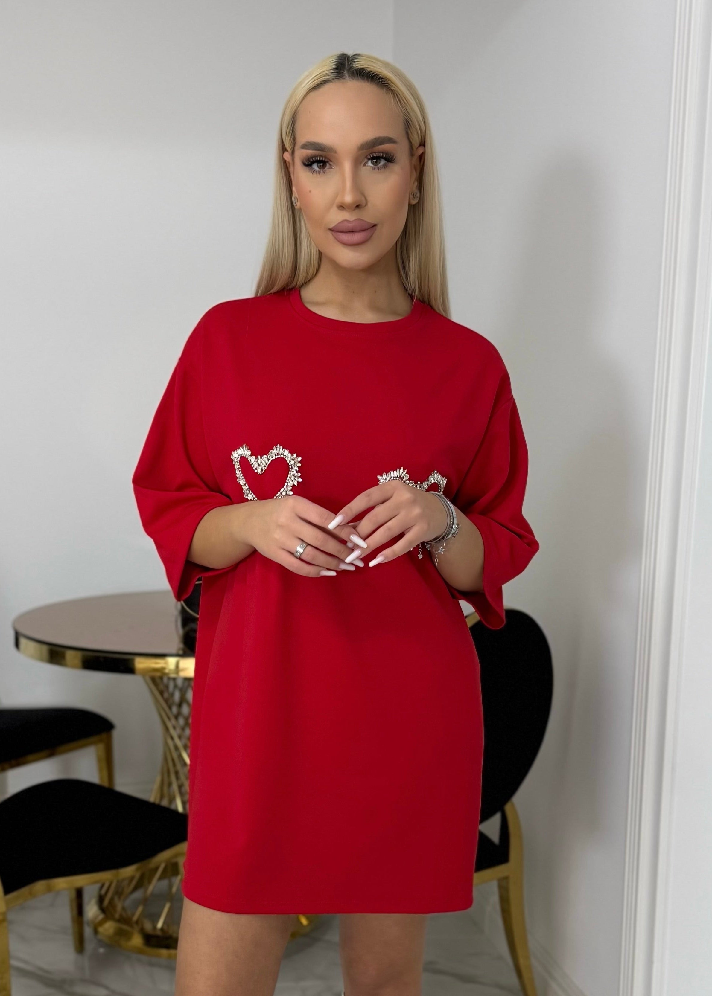 Sia Rochie tip tricou cu inimioare din cristale - "LOVE SIA" Imagine secundară a produsului