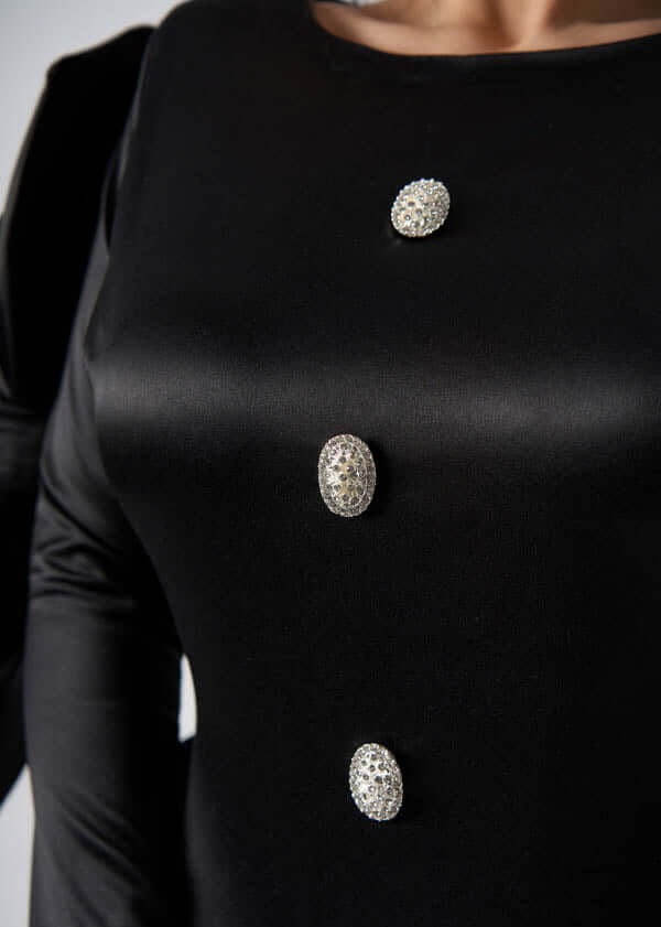 Rochie Marissa midi din satin cu fundițe 3D și cristale - Sia House Sia House pentru femei elegante