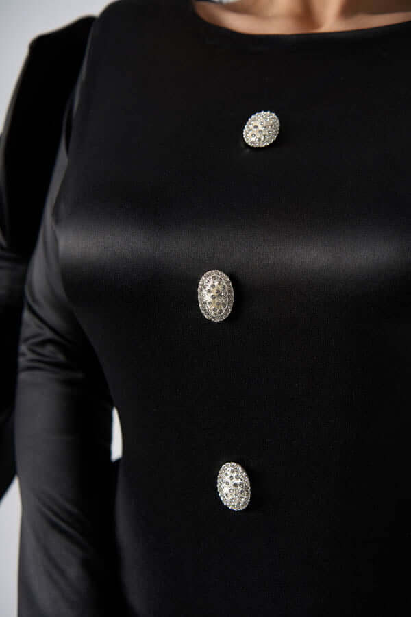 Rochie Marissa midi din satin cu fundițe 3D și cristale - Sia House Sia House pentru femei elegante