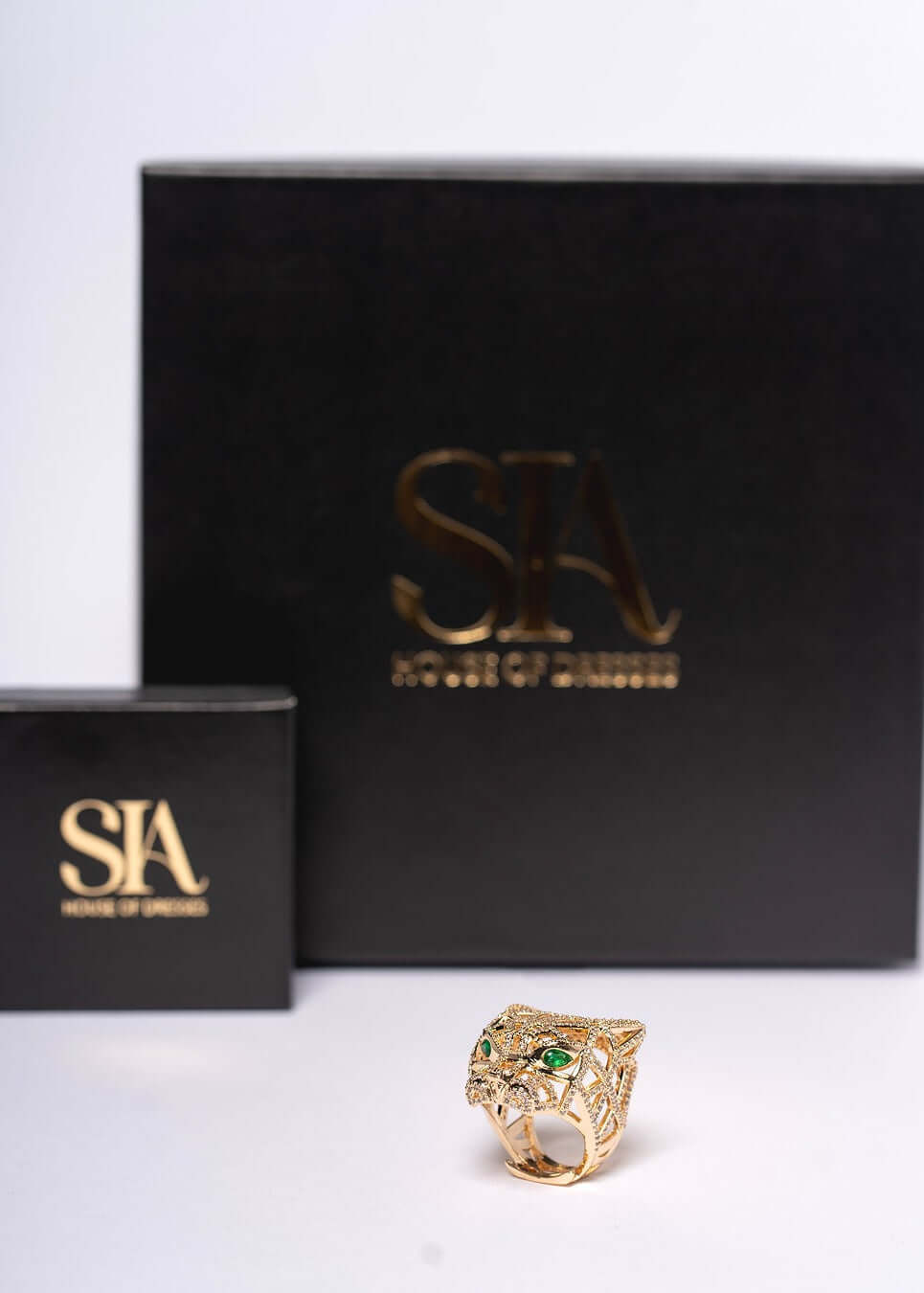 Inel Panther Power Gold din oțel inoxidabil placat - Sia House