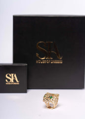 Inel Panther Power Gold din oțel inoxidabil placat - Sia House