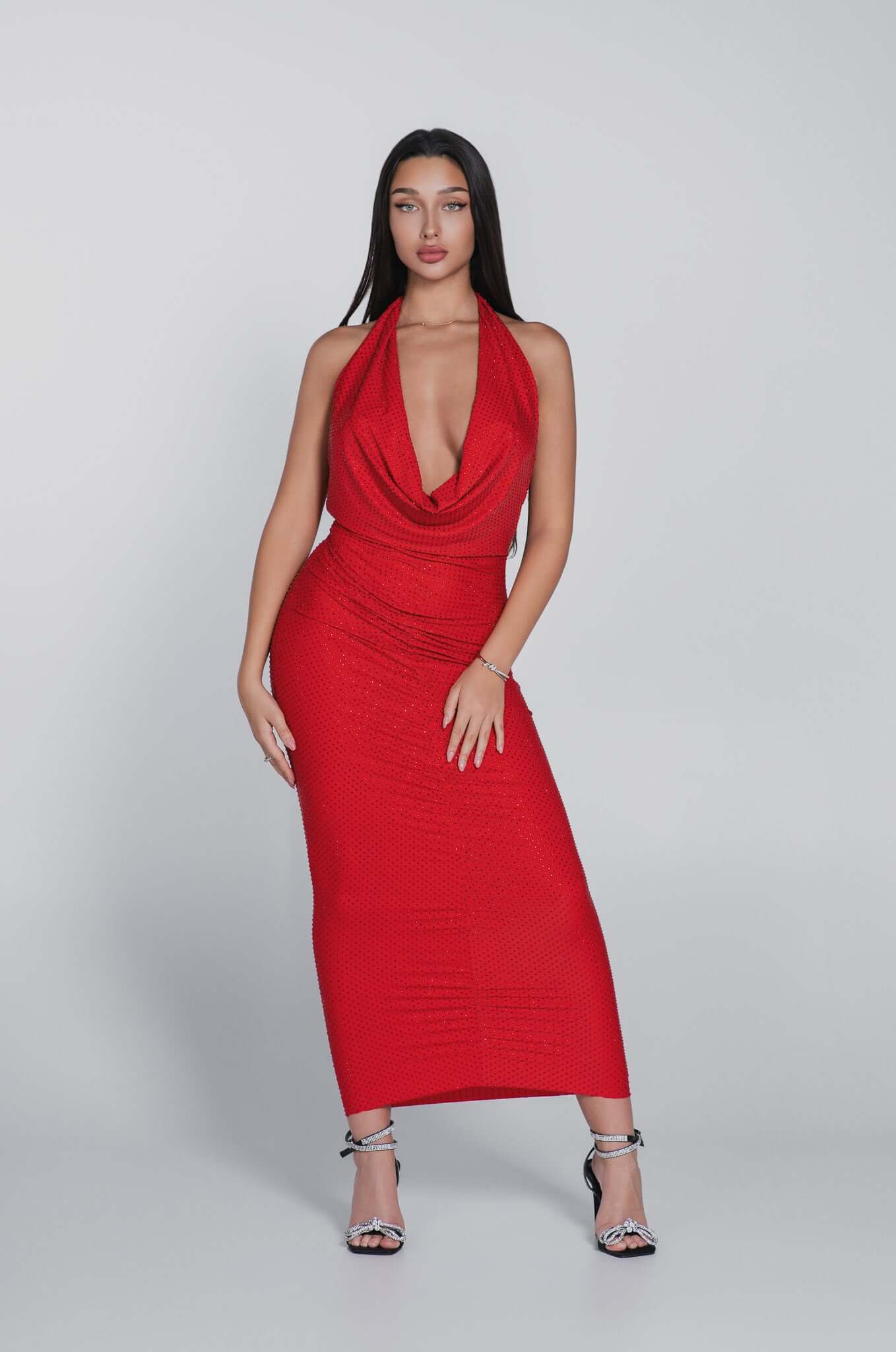 Rochie midi lycra cristale Bling Mirage