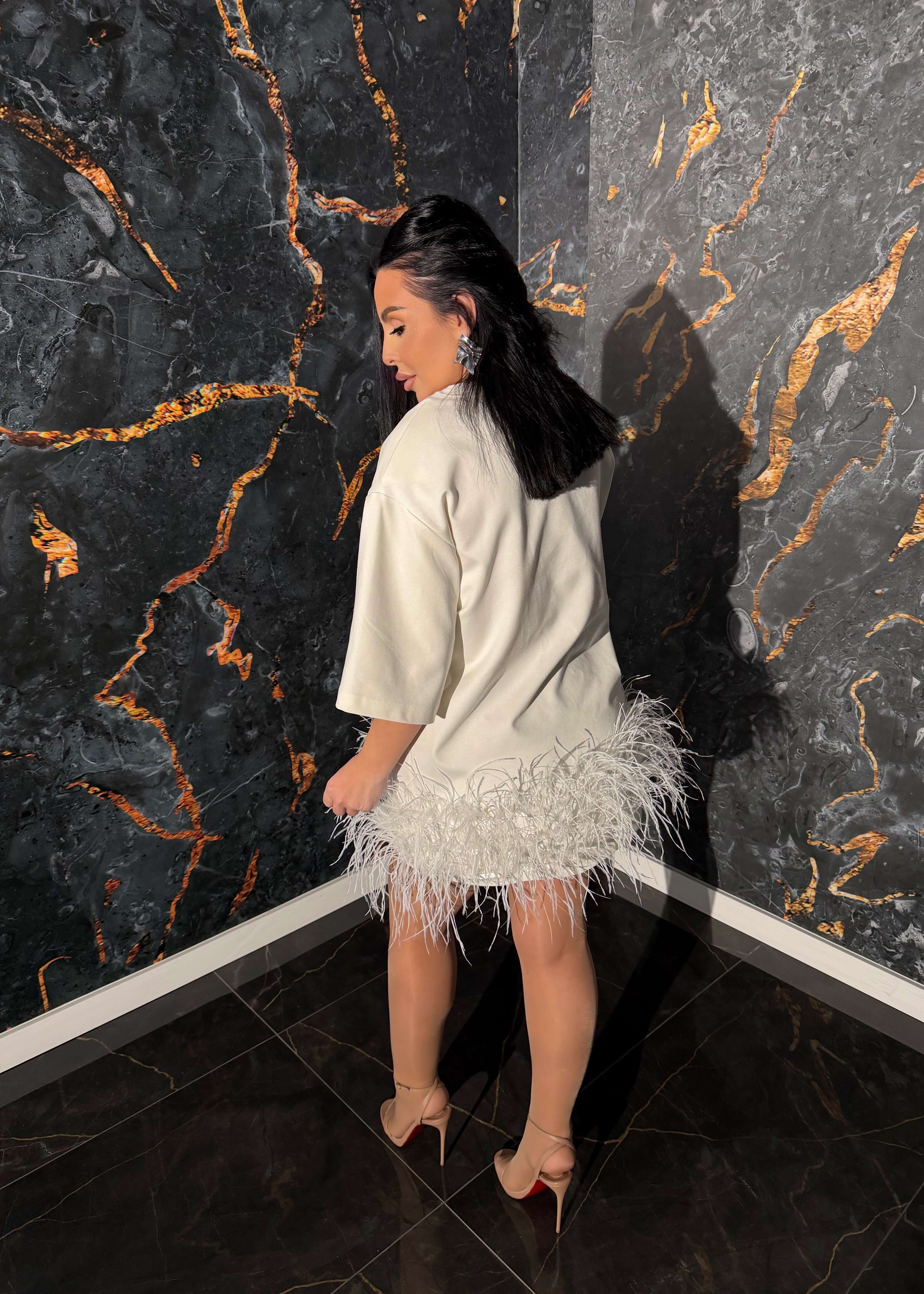 SIA Tricou tip rochie cu pene statement - "FEATHER LOVE" Tee Dress Imagine secundară a produsului