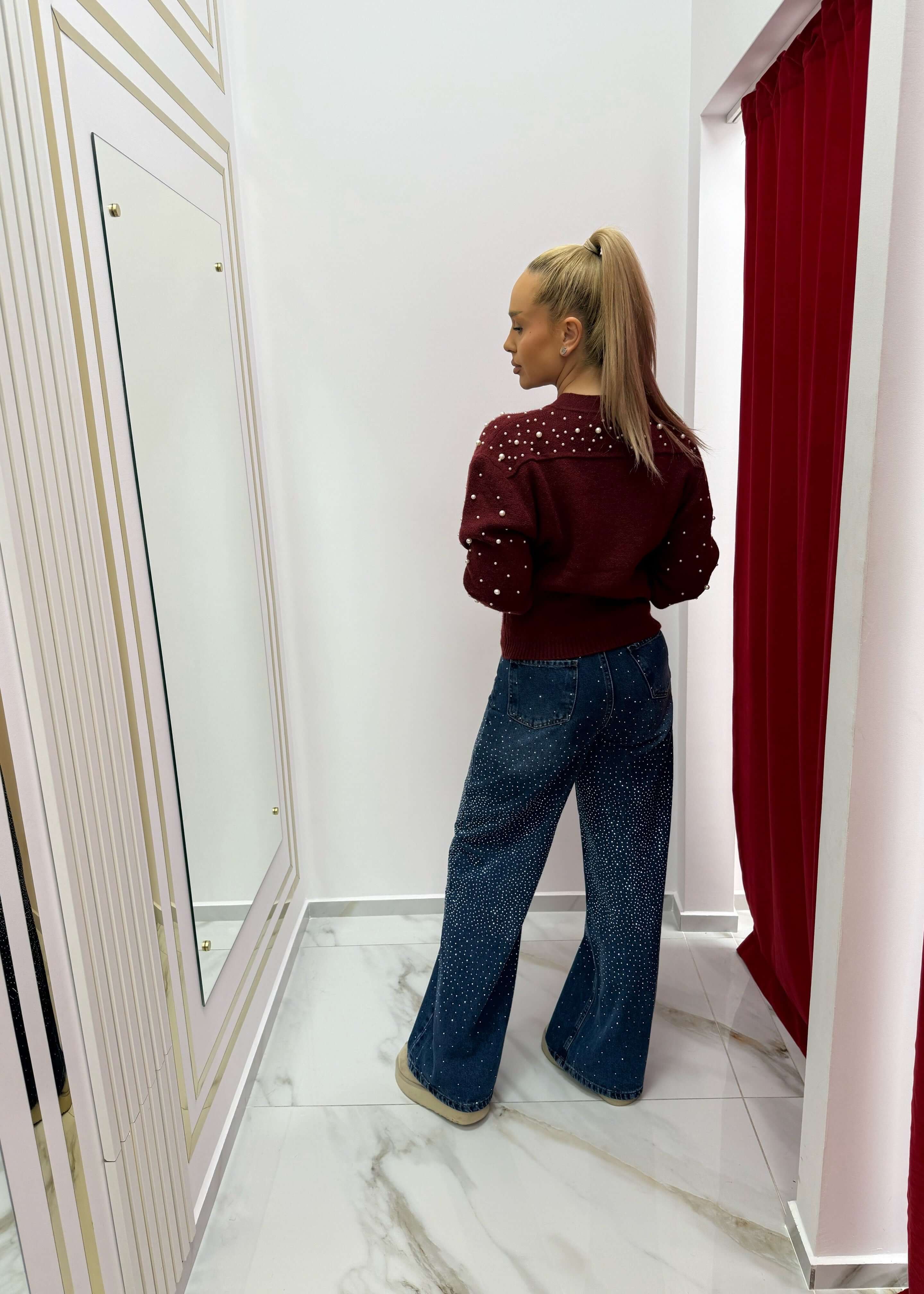 SIA Tricot elegant cu perle & fermoar - "PEARLY" cardigan Imagine secundară a produsului