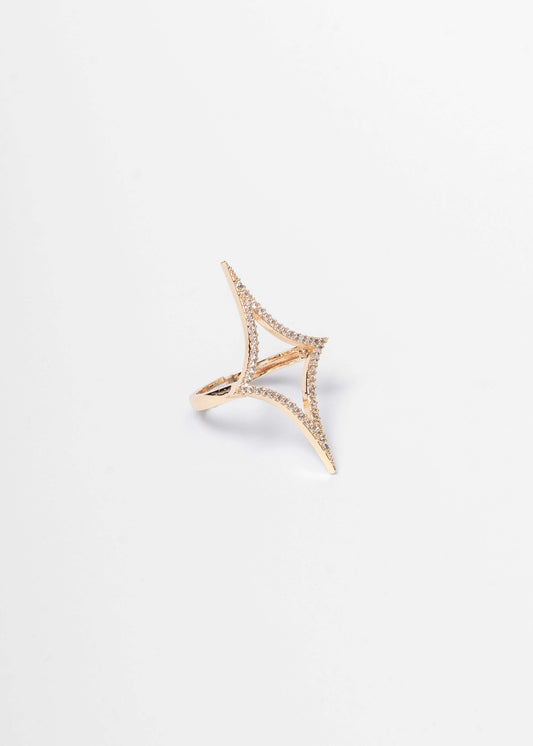 SIA Double Star Ring – Inel Statement Stea Dublă cu Cristale