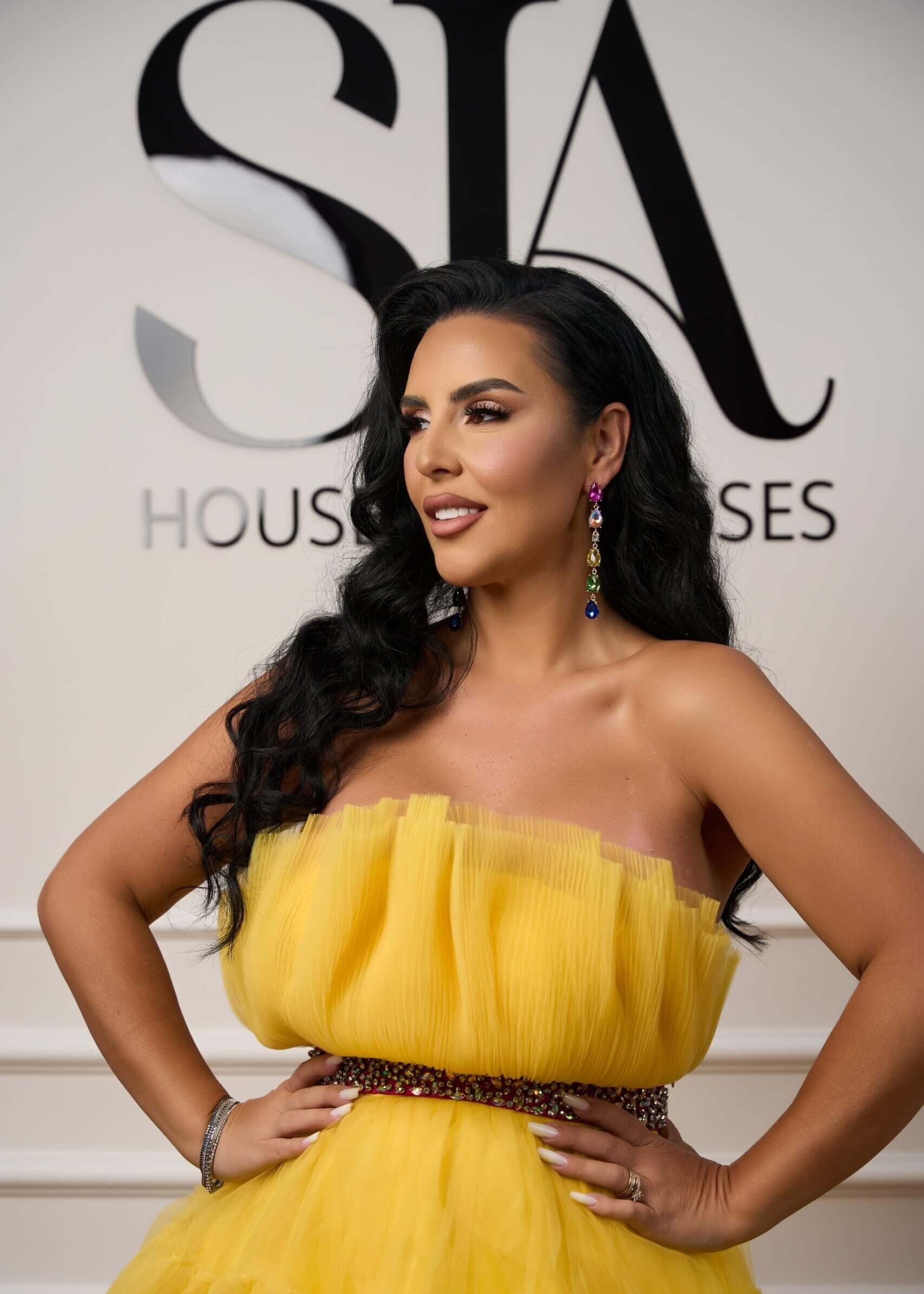 SIA Riana – Cercei Lungi cu Cristale Multicolore în Formă de Lacrimă Imagine secundară a produsului