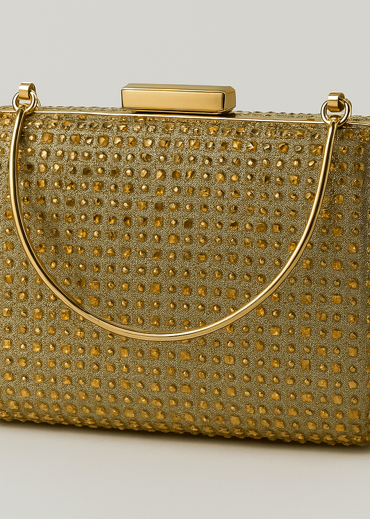 Clutch auriu cu cristale geometrice Sia House pentru femei elegante