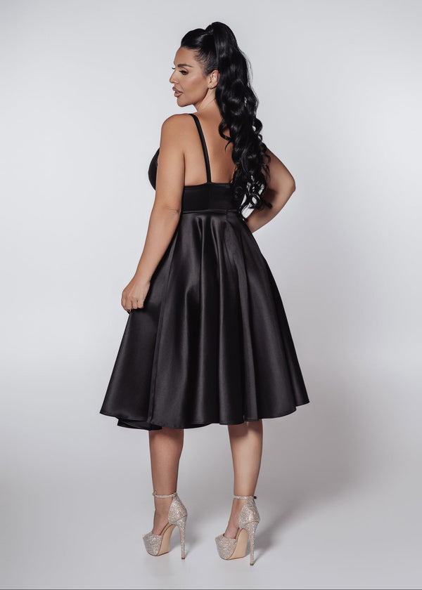 Rochie Bling Grace - tafta midi elegantă, cu bust susținut