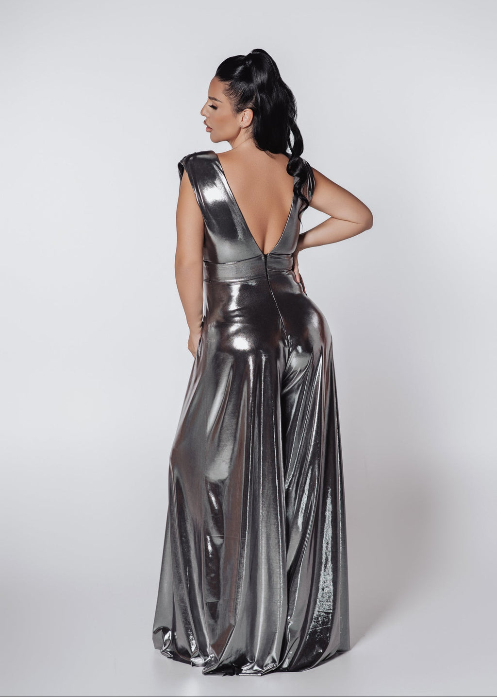 Salopeta Bling Illusion Estera - lycra metalizată cu efect lucios
