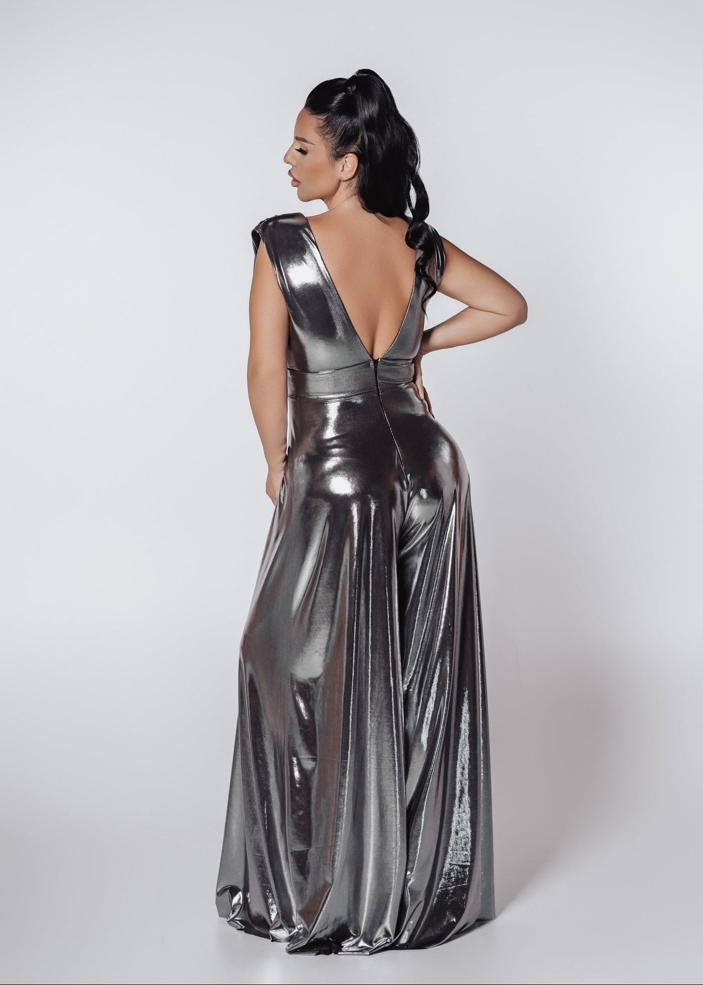 Salopeta Bling Illusion Estera - lycra metalizată cu efect lucios