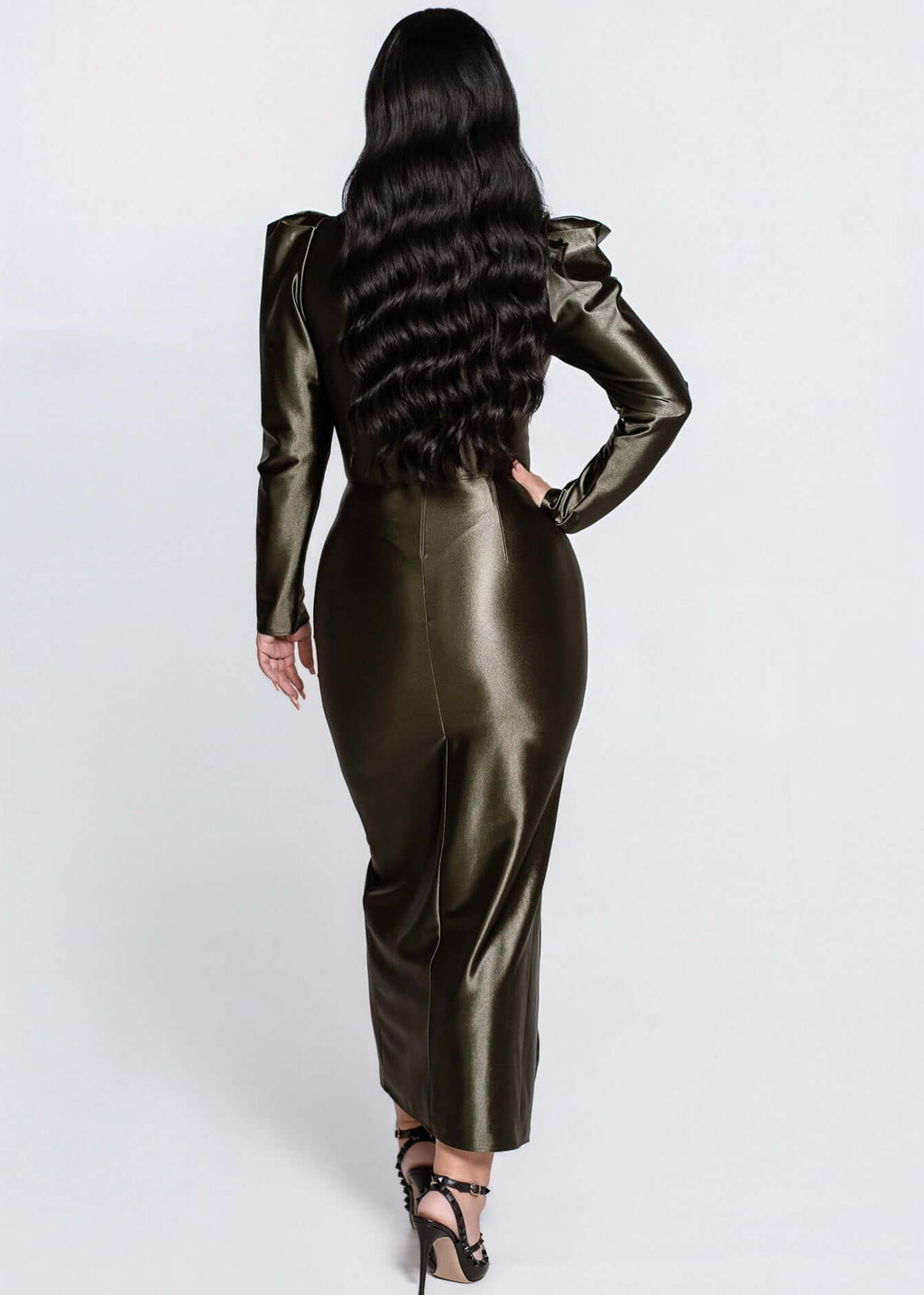 SIA Rochie LUNEVA midi - lycra premium dens, ușor elastic, look spectaculos