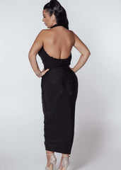 Rochie Bling Mirage - midi lycra cu cristale