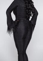 Salopeta Bling Obsession - lycra cu cristale, mâneci lungi, evazate