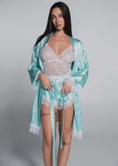 SIA Nighty Pijama - set 3 piese cu dantelă și satin