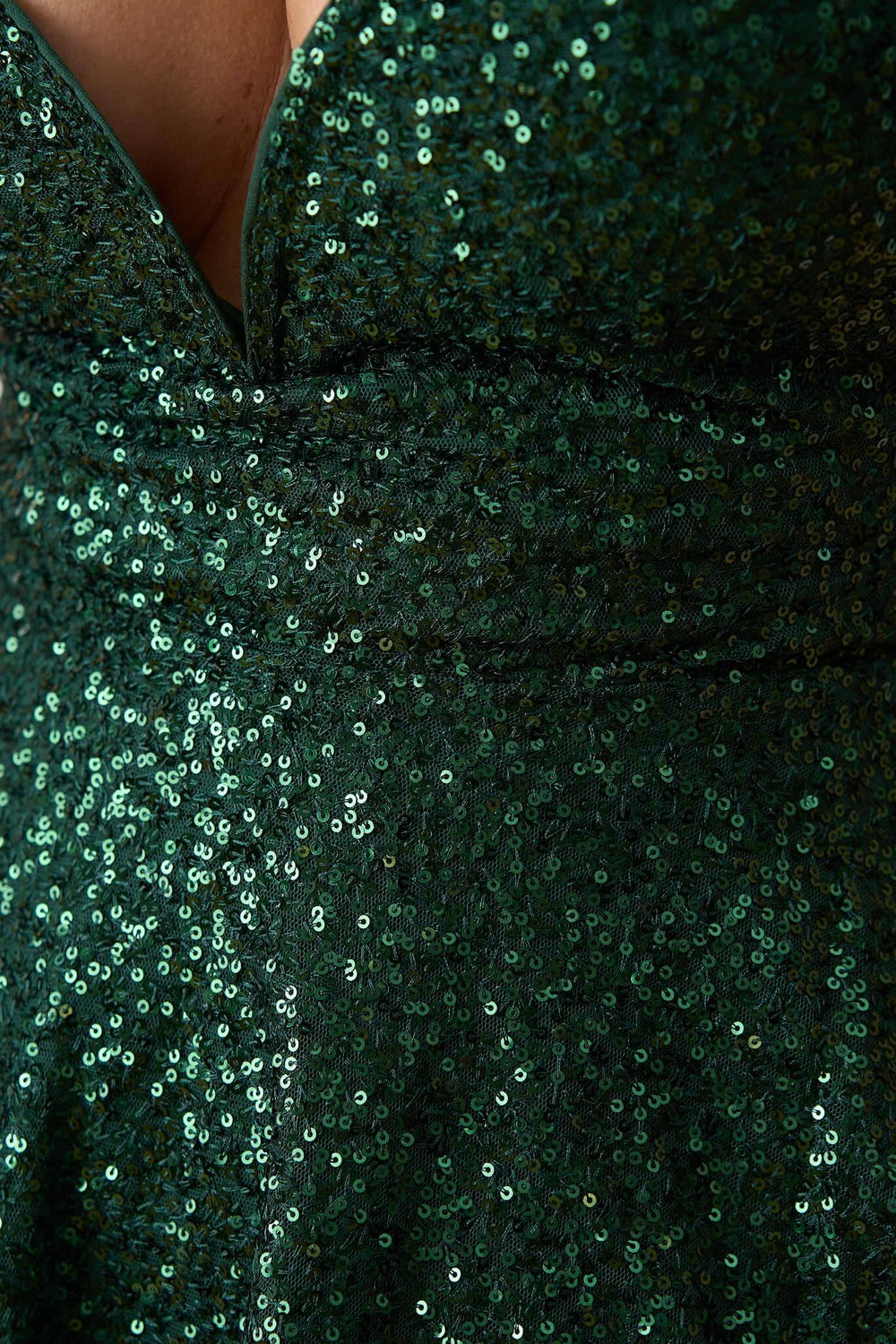 Rochie Salomeea verde smarald cu paiete și bretele cu pene - Sia House Sia House pentru femei elegante