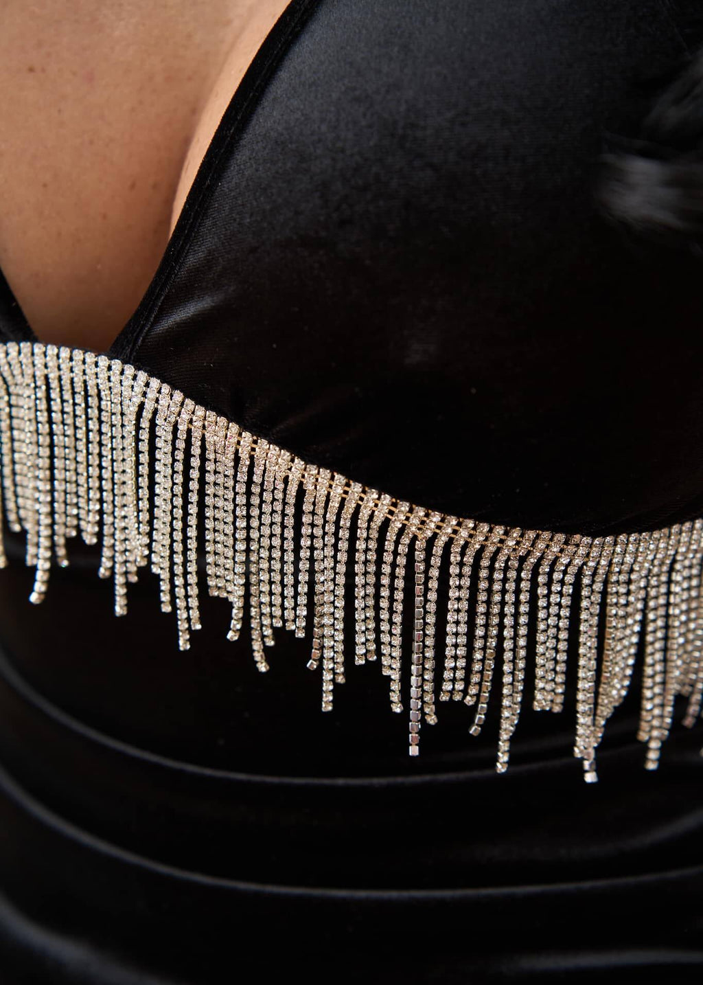 Rochie Catherine din catifea neagră cu franjuri argintii - Sia House Sia House pentru femei elegante