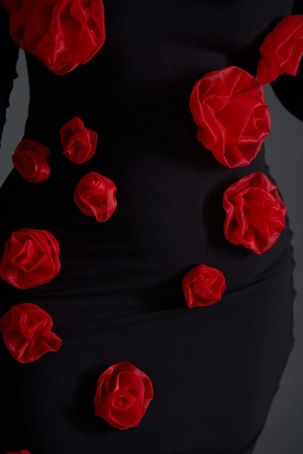 Rochie Midi Rose Affair neagră cu flori 3D Sia House Sia House pentru femei elegante