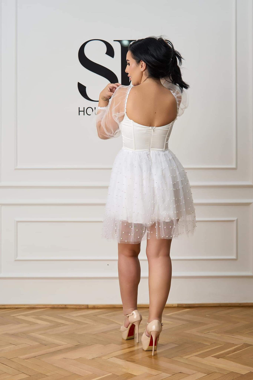 Rochie Teresa din tull cu perle - Sia House Of Dresses Sia House pentru femei elegante