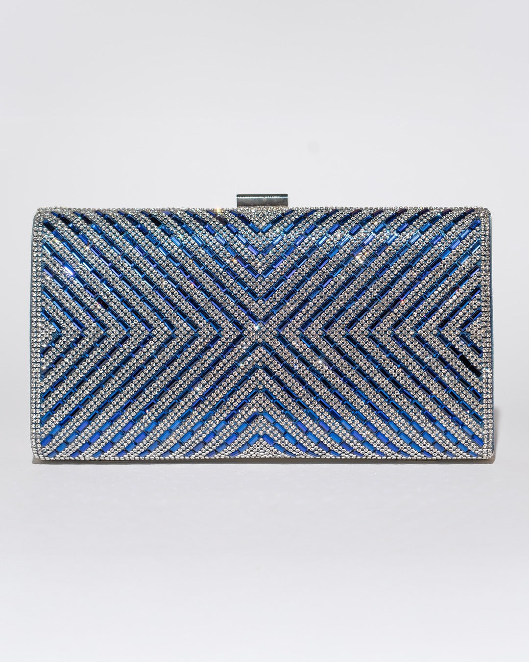 Clutch Sapphire Shine – plic cu cristale albastre și model geometric