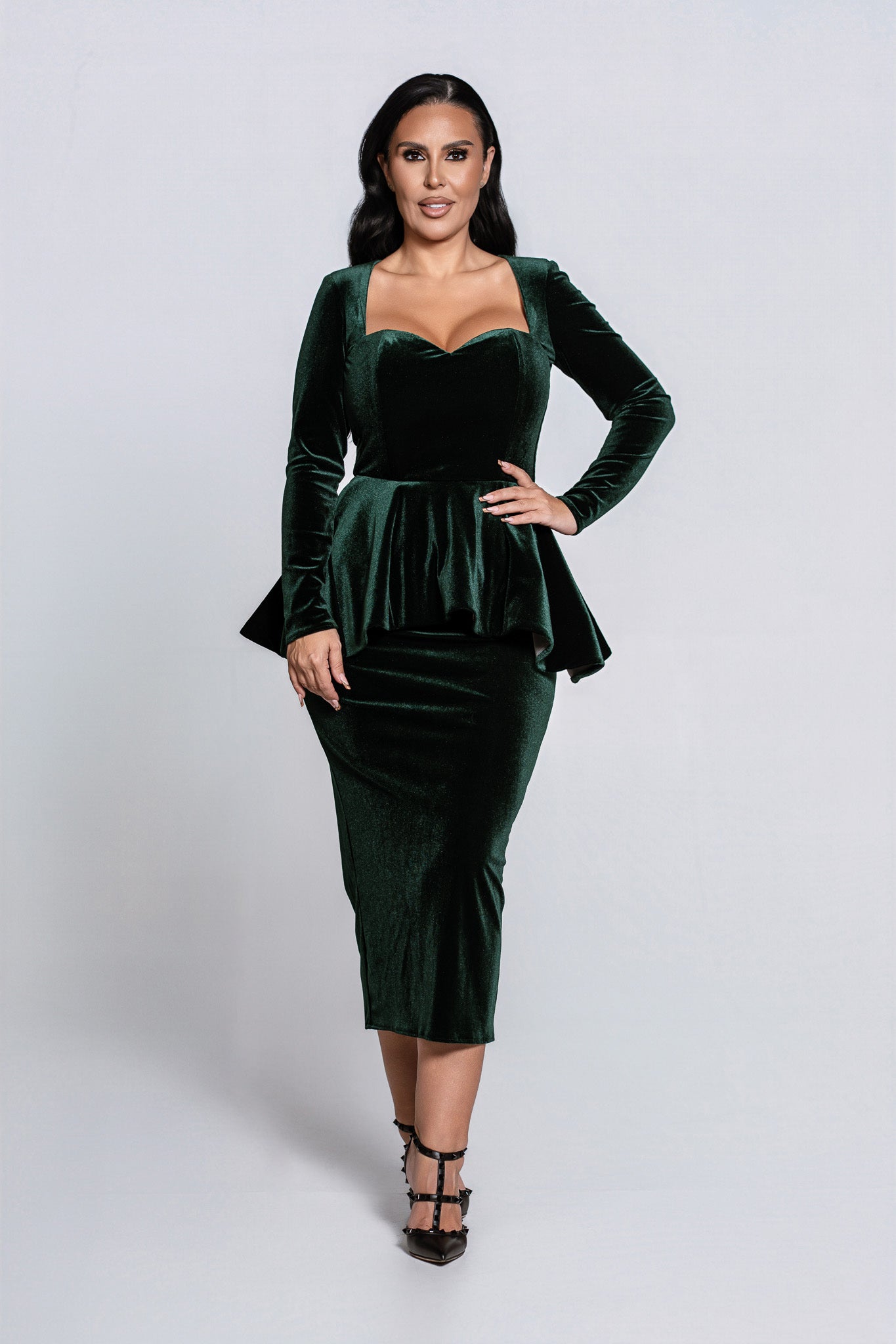 Rochie Midi Velvet Sinner din Catifea Neagră - Sia House