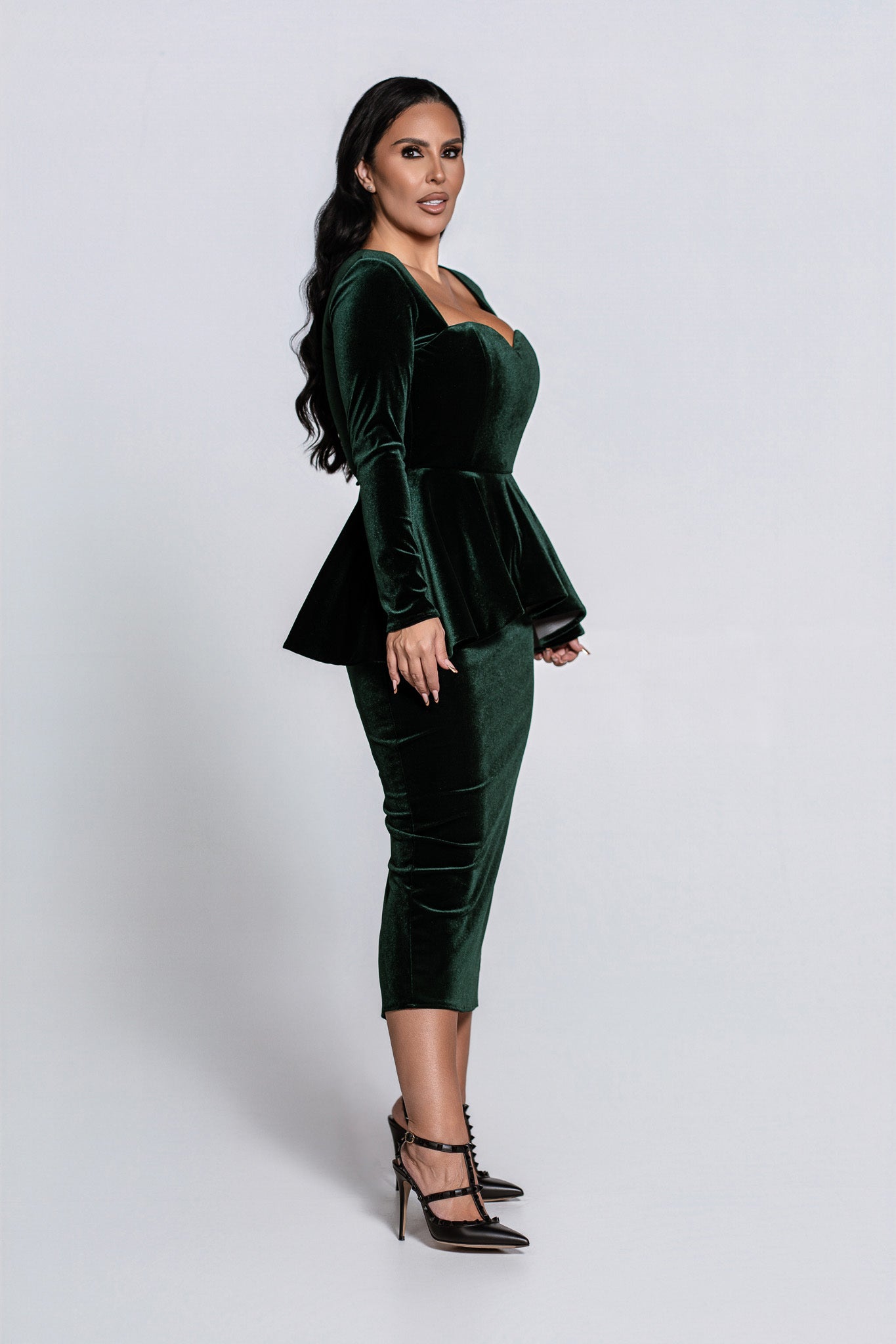 Rochie Midi Velvet Sinner din Catifea Neagră - Sia House